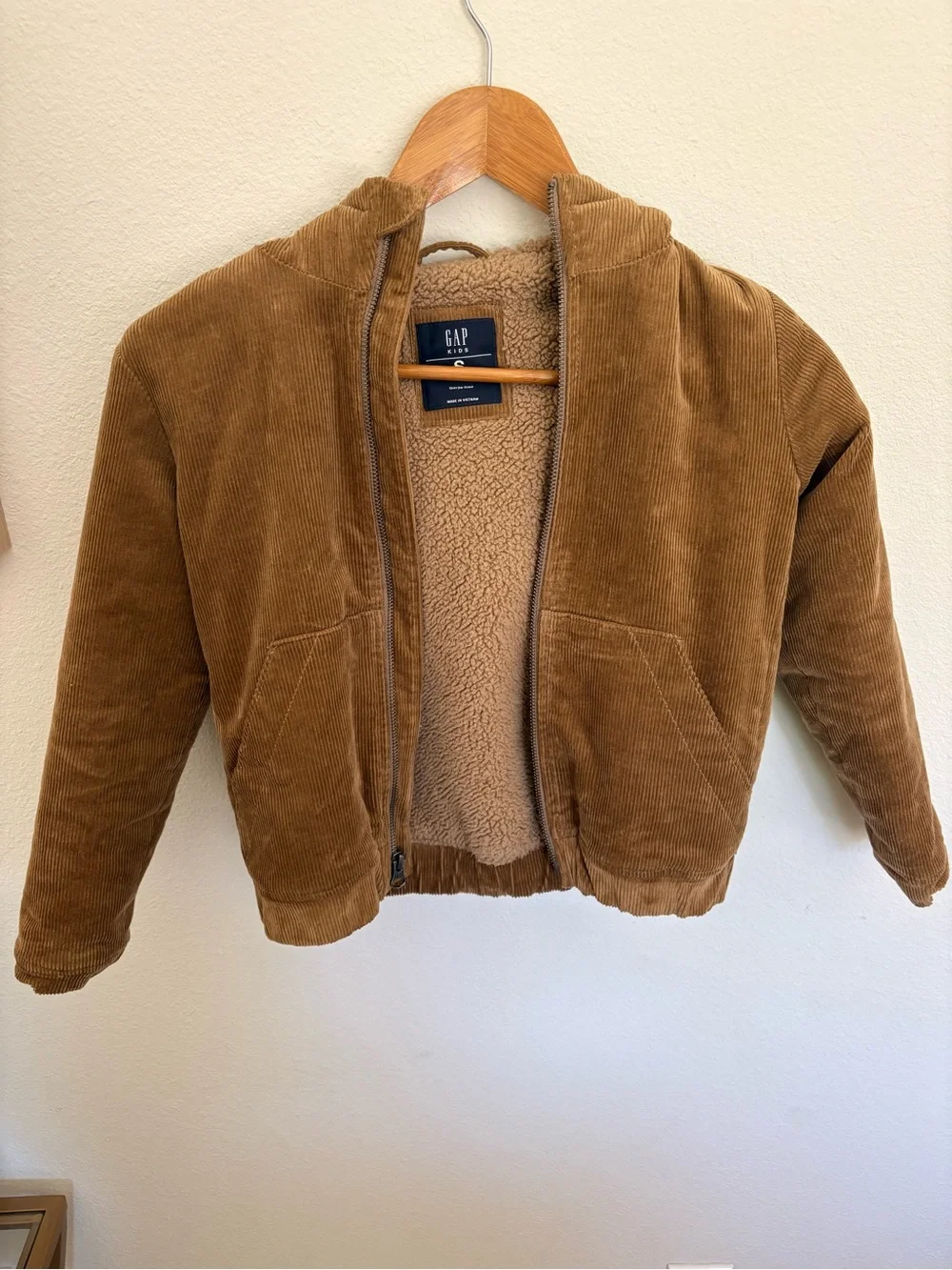 GAP Kids Brown Corduroy Sherpa-Lined Puffer Jacket